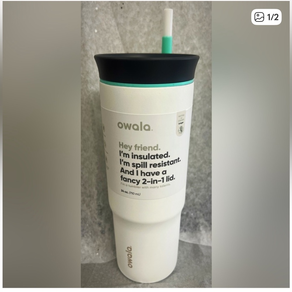 owala White & Mint Insulated Tumbler with 2-in-1 Lid
